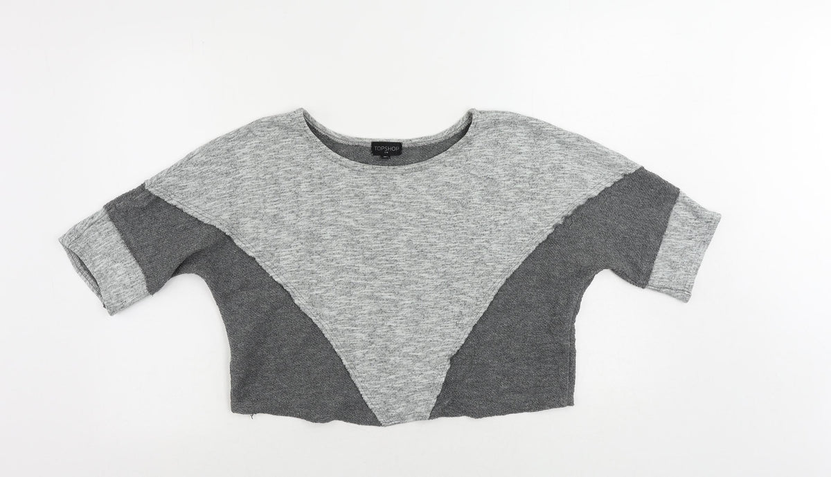 Topshop Womens Grey Cotton Pullover Sweatshirt Size S Pullover - Size S-M