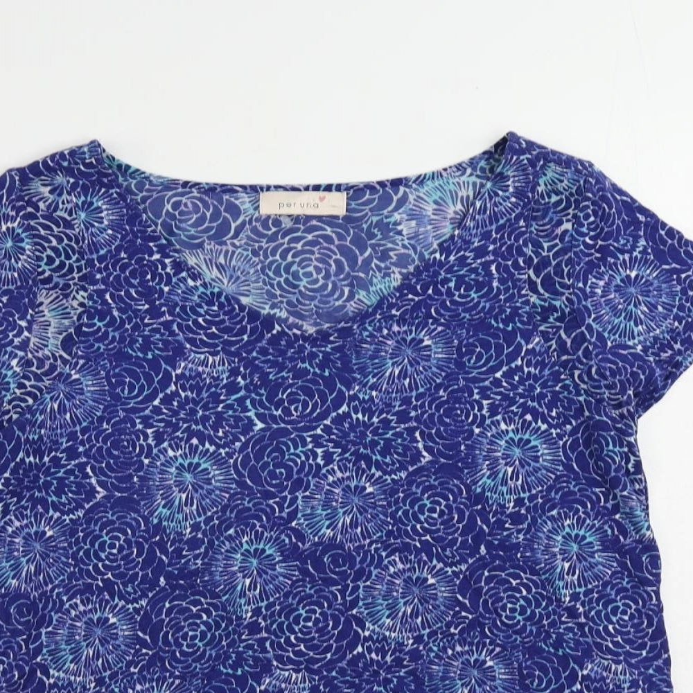 Womens UK Size 10 Per Una Blue Basic T-Shirt