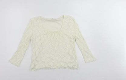 Womens UK Size M Precis Ivory Basic Blouse