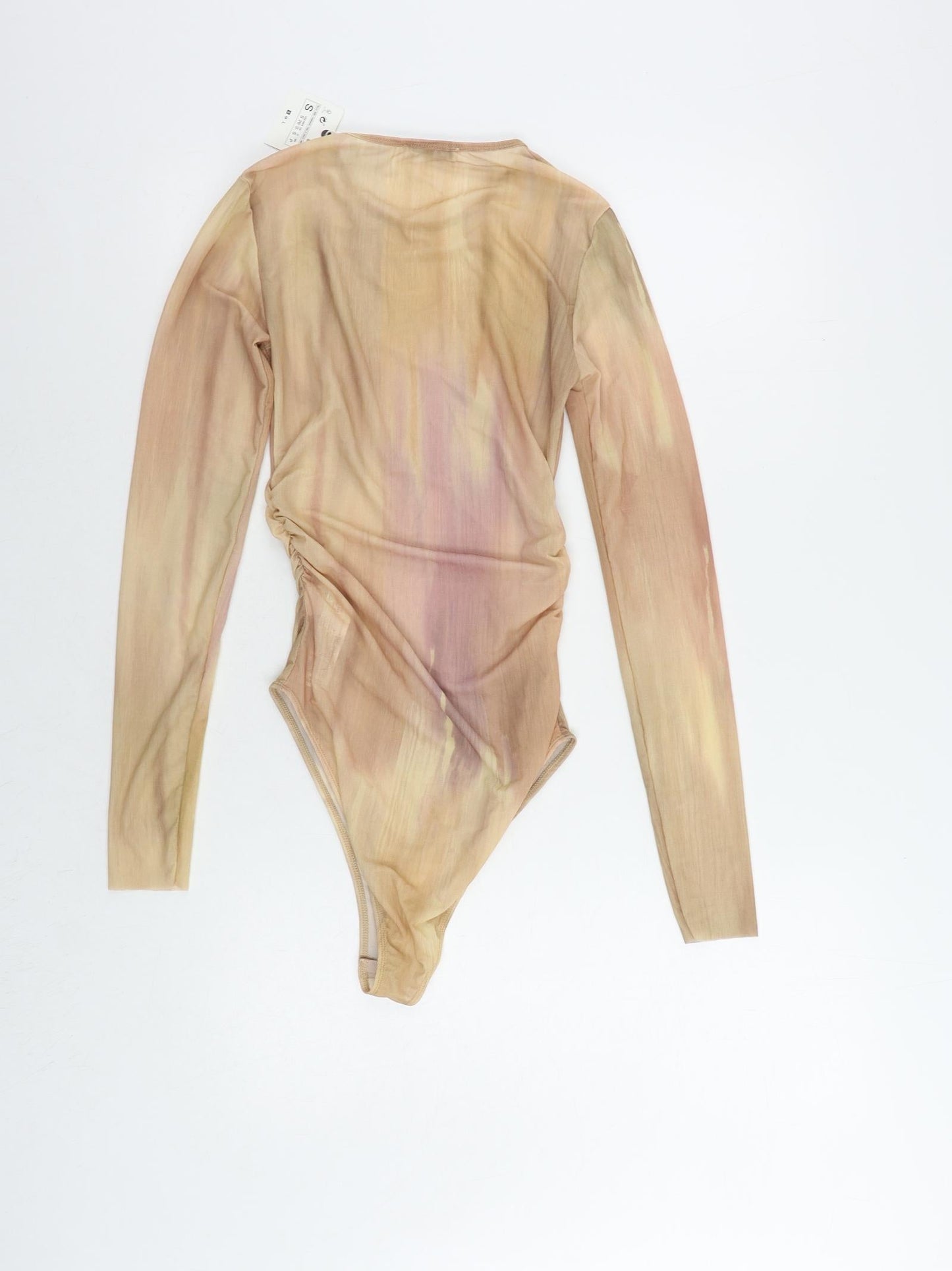 Zara Womens Beige Polyester Bodysuit One-Piece Size S Snap - Sheer