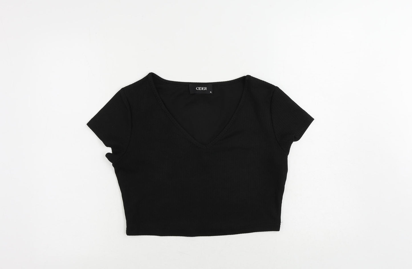 Womens UK Size XL Cider Black Cropped T-Shirt