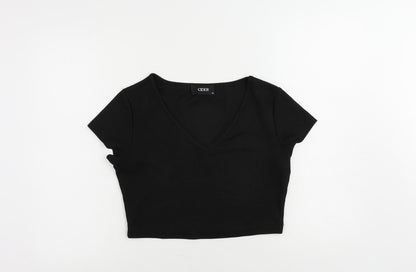 Womens UK Size XL Cider Black Cropped T-Shirt