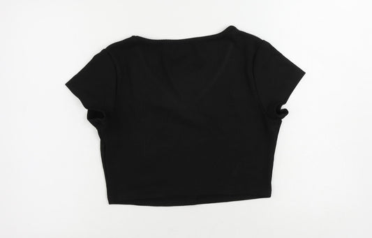 Womens UK Size XL Cider Black Cropped T-Shirt