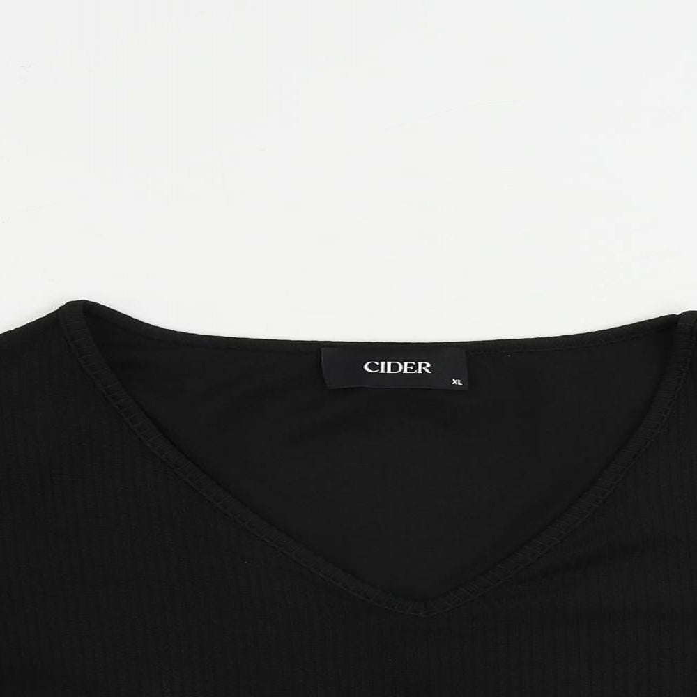 Womens UK Size XL Cider Black Cropped T-Shirt