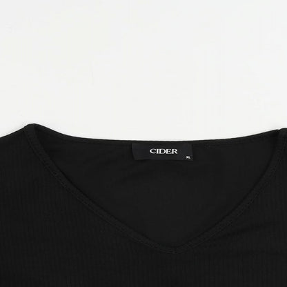 Womens UK Size XL Cider Black Cropped T-Shirt