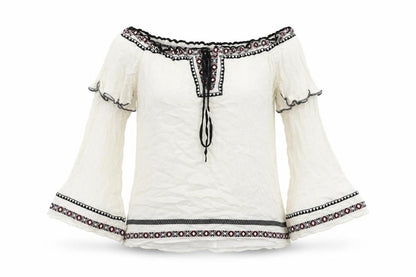 Womens UK Size 6 River Is White Basic Blouse