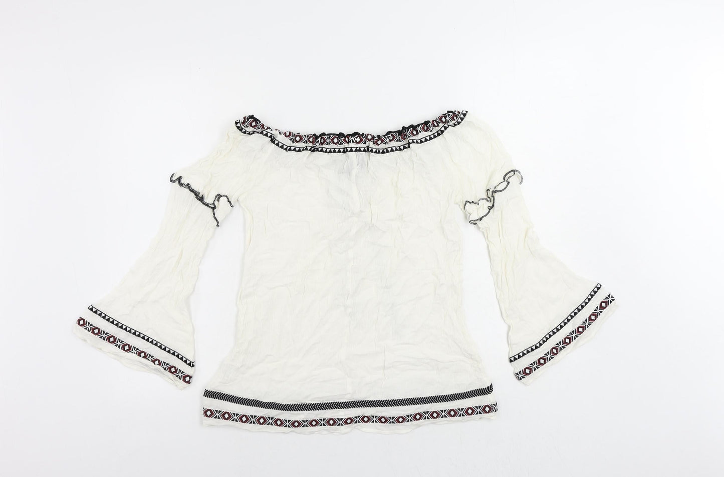 Womens UK Size 6 River Is White Basic Blouse