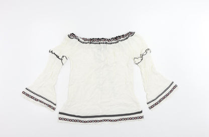 Womens UK Size 6 River Is White Basic Blouse
