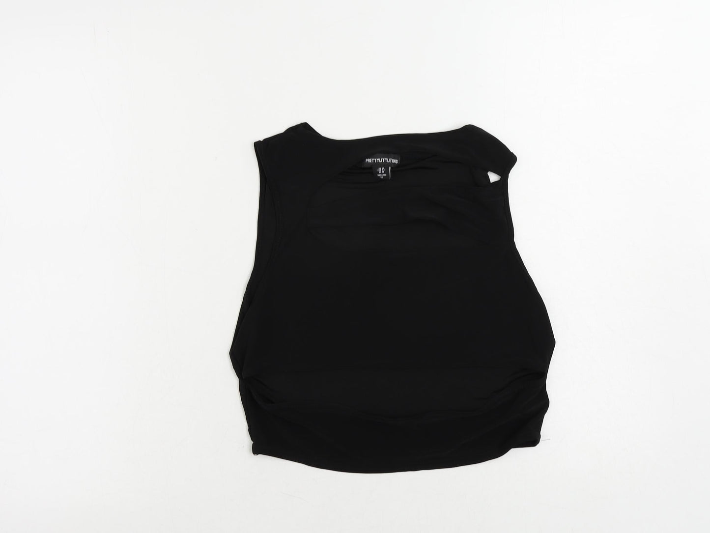 Womens UK Size 14 PRETTYLITTLETHING Black Cropped Tank