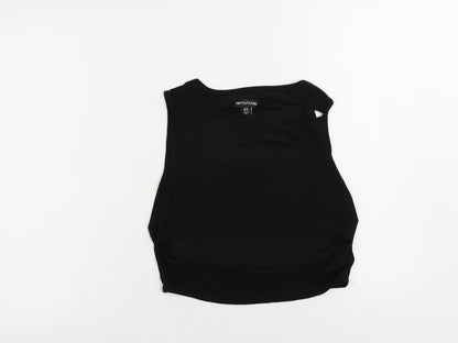 Womens UK Size 14 PRETTYLITTLETHING Black Cropped Tank