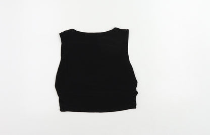 Womens UK Size 14 PRETTYLITTLETHING Black Cropped Tank