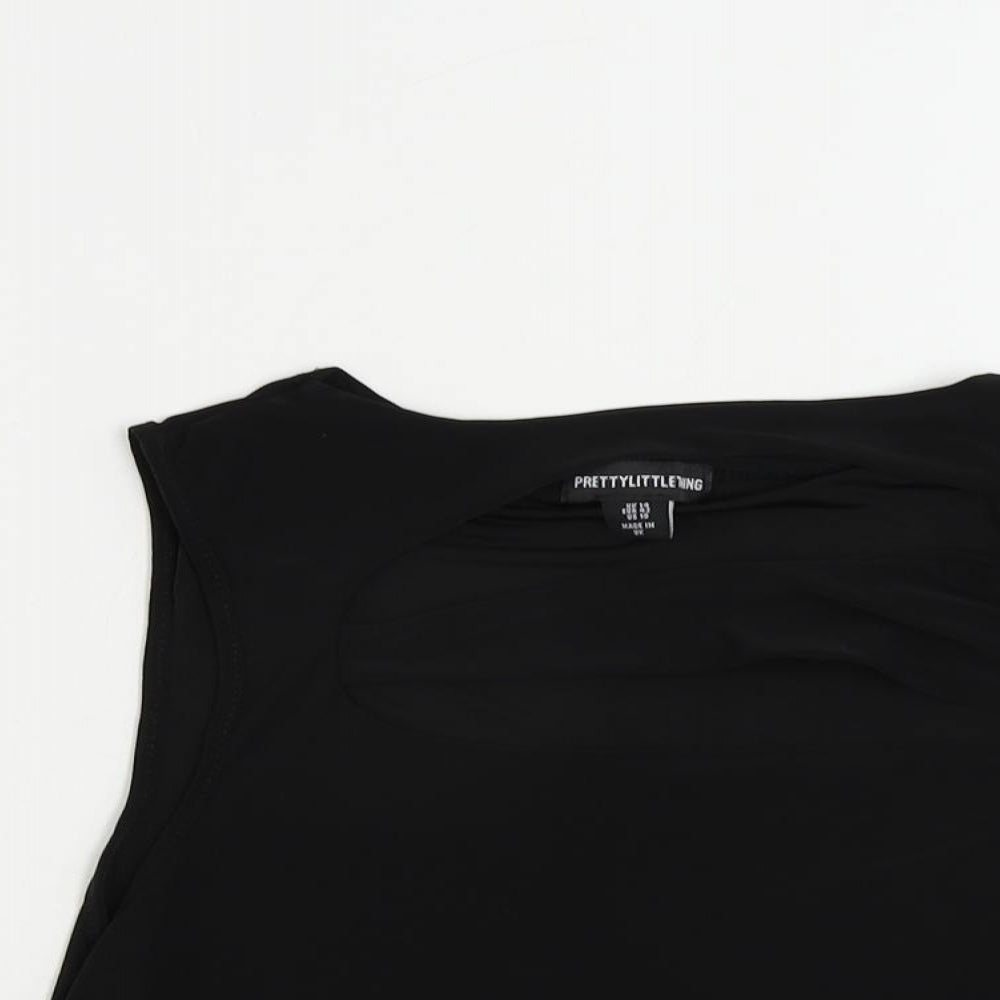 Womens UK Size 14 PRETTYLITTLETHING Black Cropped Tank