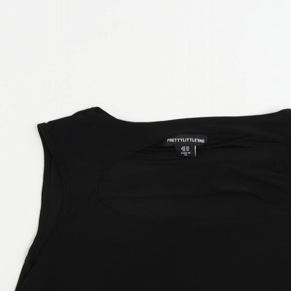 Womens UK Size 14 PRETTYLITTLETHING Black Cropped Tank