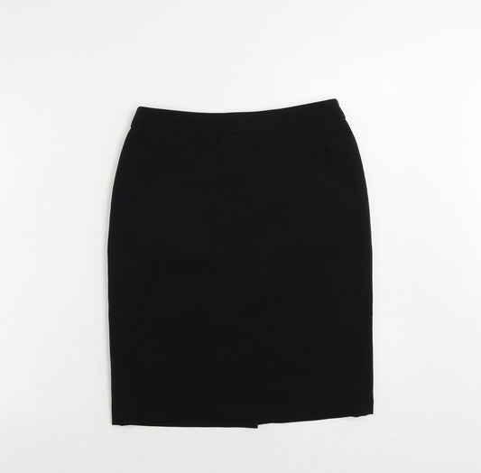 Dorothy Perkins Womens Black Polyester Straight & Pencil Skirt Size 10 Zip - Vintage