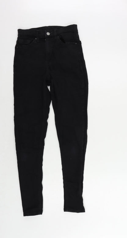 Topshop Womens Black Cotton Skinny Jeans Size 25 in L32 in Regular Zip