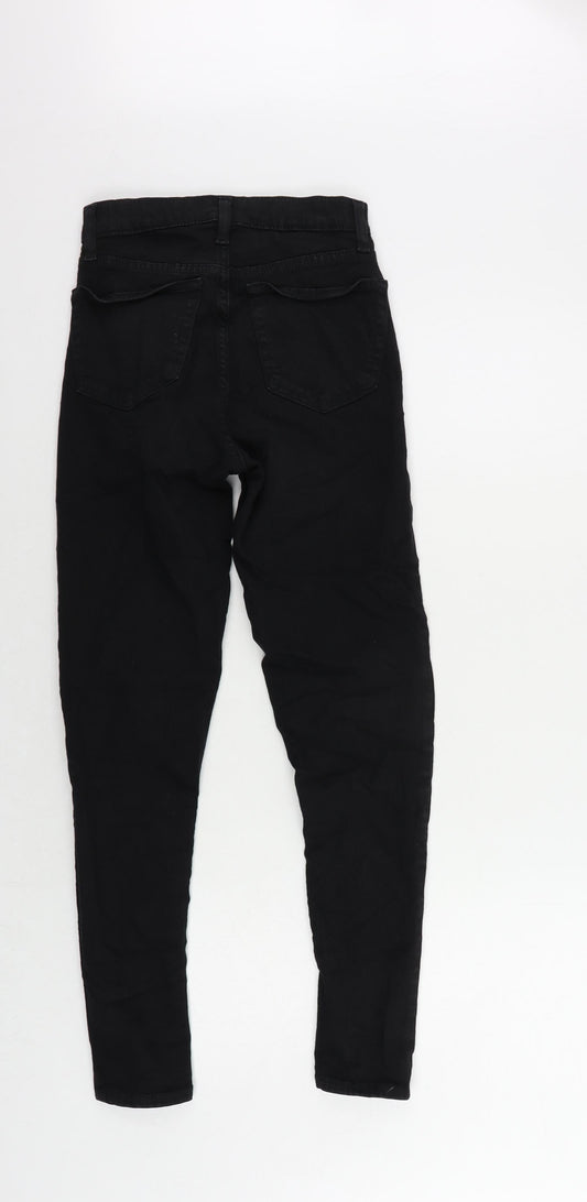 Topshop Womens Black Cotton Skinny Jeans Size 25 in L32 in Regular Zip