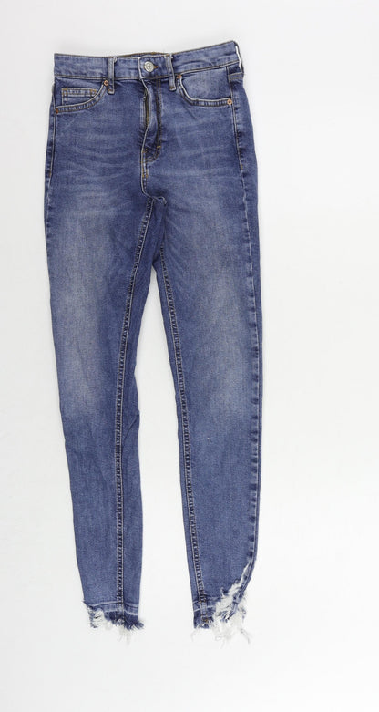 Topshop Womens Blue Cotton Skinny Jeans Size 25 in L32 in Regular Zip
