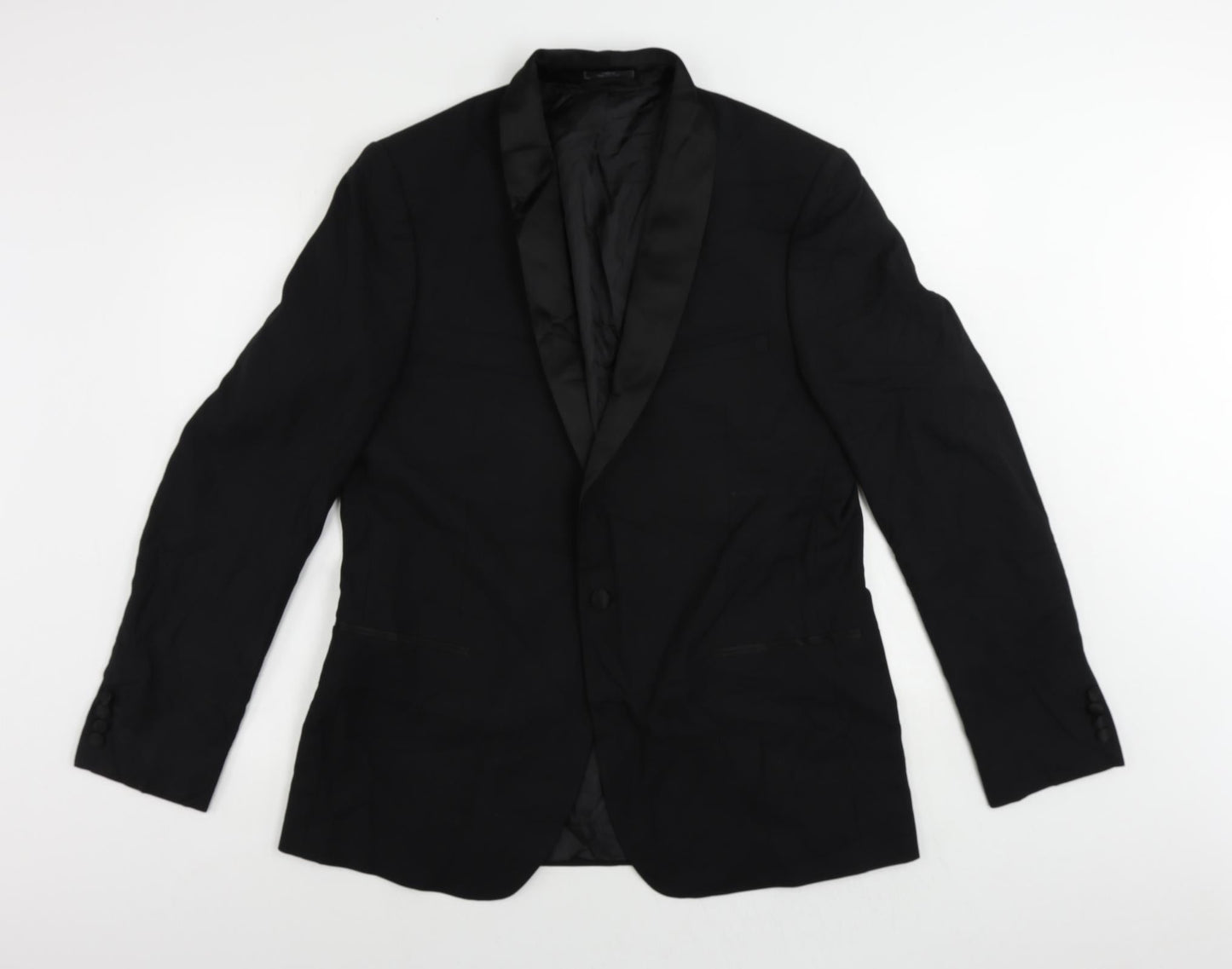 Mens UK Size 44 Marks and Spencer Regular Black Suit Tuxedo