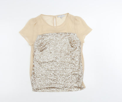 Womens UK Size 8 Red Herring Beige Basic Blouse