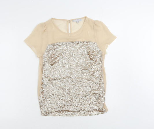 Womens UK Size 8 Red Herring Beige Basic Blouse