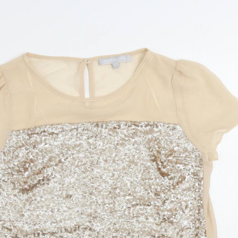Womens UK Size 8 Red Herring Beige Basic Blouse