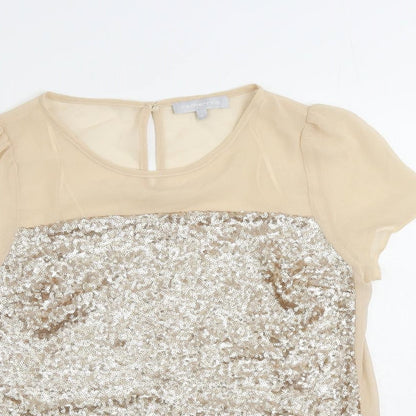 Womens UK Size 8 Red Herring Beige Basic Blouse