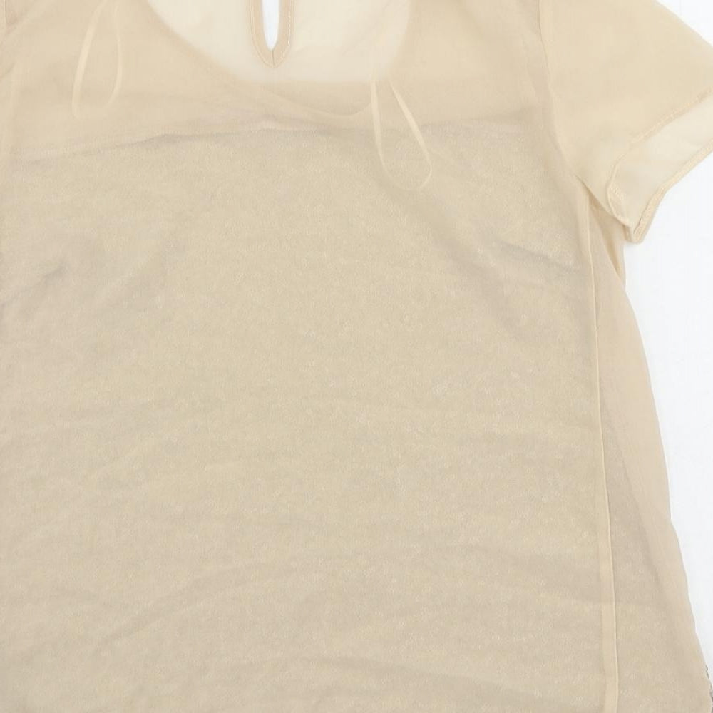 Womens UK Size 8 Red Herring Beige Basic Blouse