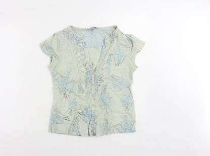 Womens UK Size 10 Monsoon Green Basic Button-Up
