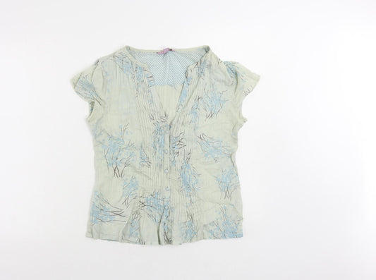 Womens UK Size 10 Monsoon Green Basic Button-Up