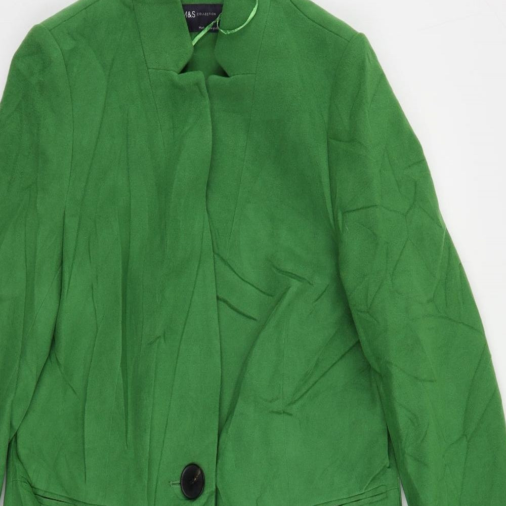Womens UK Size 10 Marks and Spencer Green Overcoat