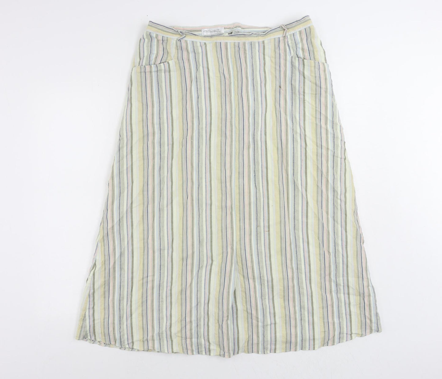 David Nieper Womens Multicoloured Striped Cotton A-Line Skirt Size 16 Zip - Vintage Elastic Waist