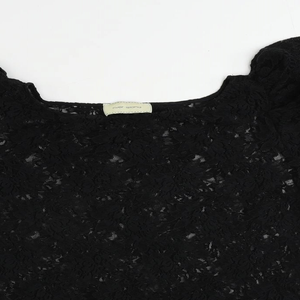 Womens UK Size L River Island Black Basic Blouse