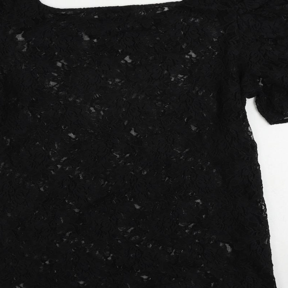 Womens UK Size L River Island Black Basic Blouse