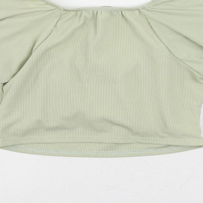 Nasty Gal Womens Green Polyester Cropped Blouse Size 8 Scoop Neck - Ribbed