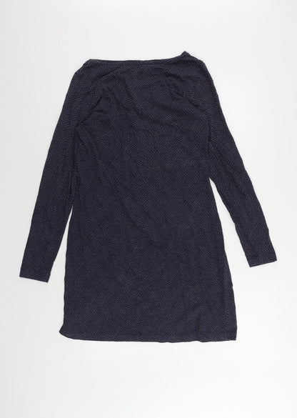 Sandwich Womens Blue Polka Dot Cotton T-Shirt Dress Size L Boat Neck Pullover