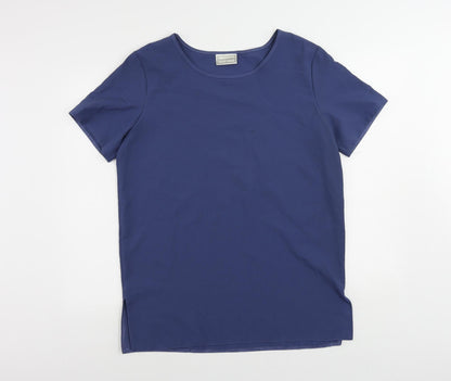 Password Womens Blue Polyester Basic Blouse Size 14 Round Neck