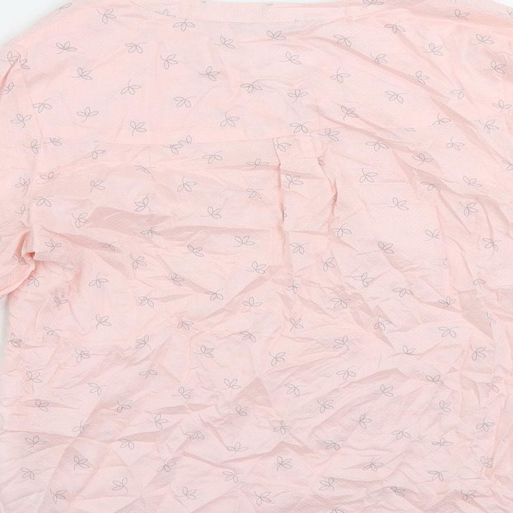 Bonmarché Womens Pink Floral Modal Basic Blouse Size 10 V-Neck