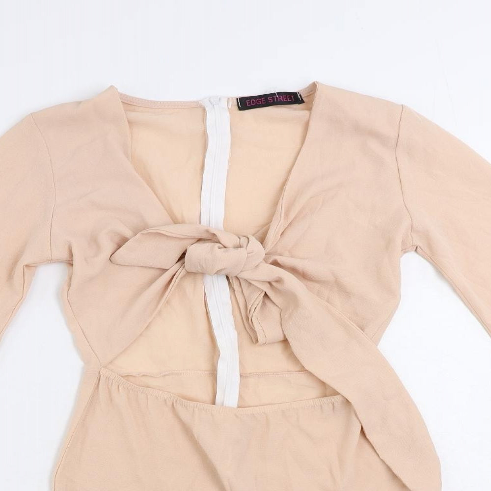 Edge Street Womens Pink Polyester Mini Size 8 V-Neck Zip - Cut Out