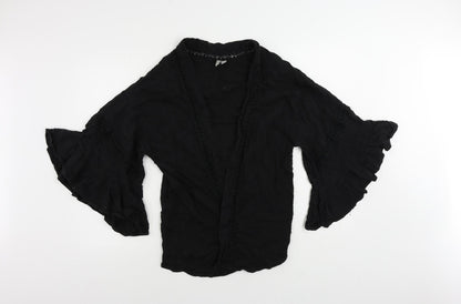 ASOS Womens Black Cotton Kimono Blouse Size 8 V-Neck - Open