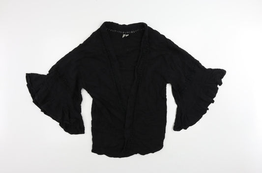 ASOS Womens Black Cotton Kimono Blouse Size 8 V-Neck - Open