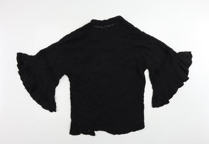 ASOS Womens Black Cotton Kimono Blouse Size 8 V-Neck - Open