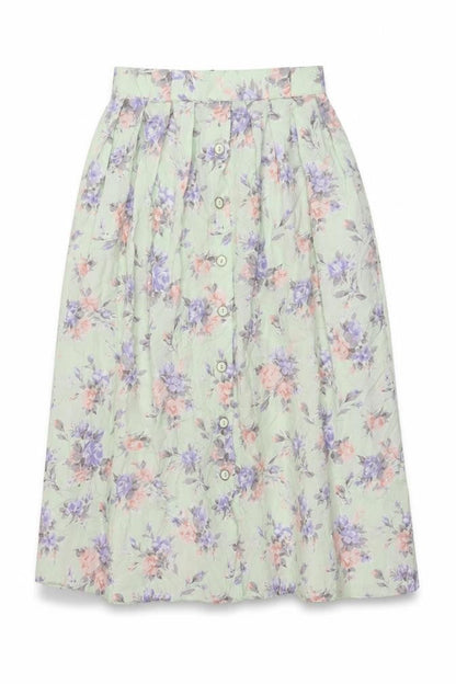 Clover Womens Green Floral Viscose A-Line Skirt Size 16