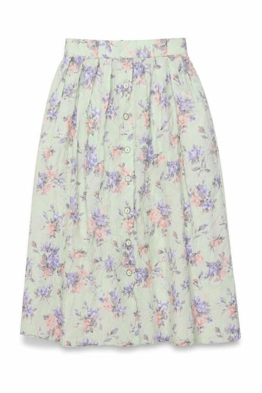 Clover Womens Green Floral Viscose A-Line Skirt Size 16