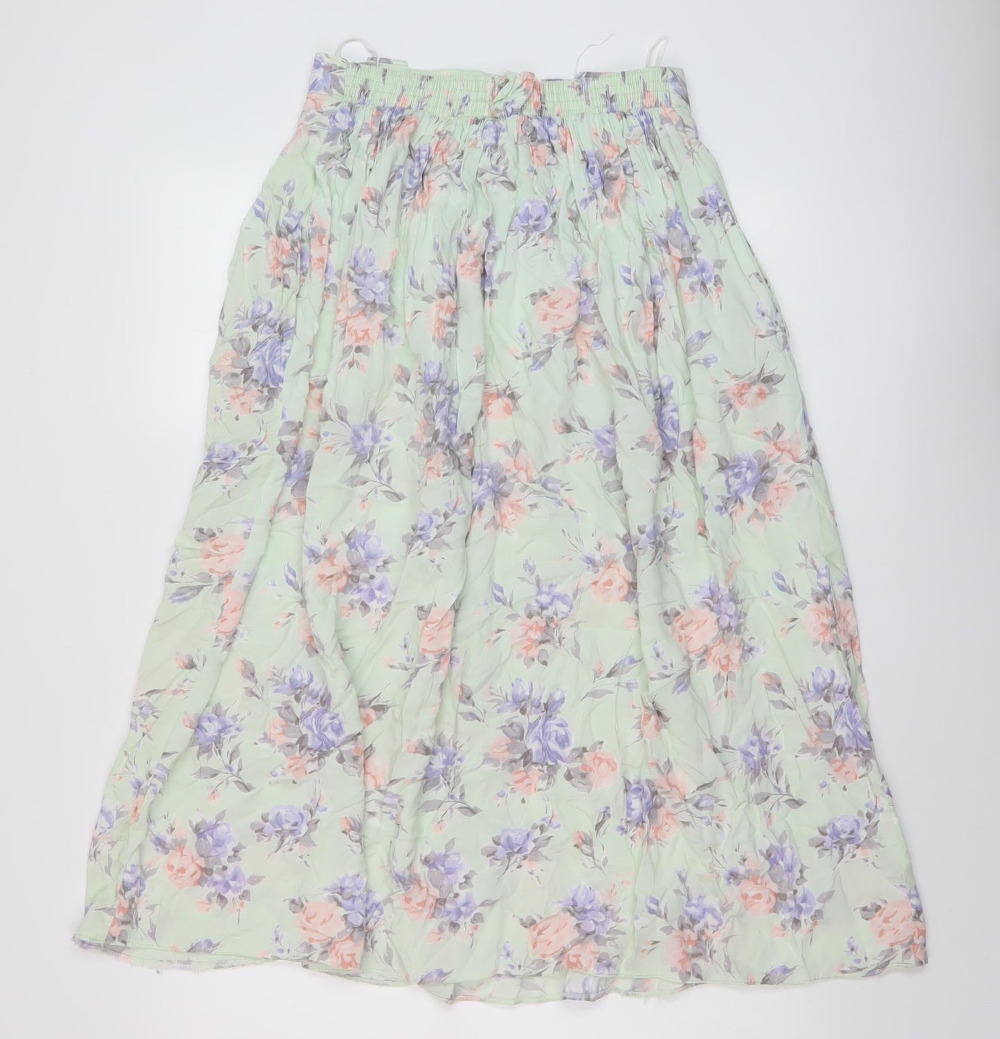 Clover Womens Green Floral Viscose A-Line Skirt Size 16