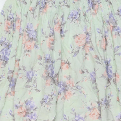 Clover Womens Green Floral Viscose A-Line Skirt Size 16