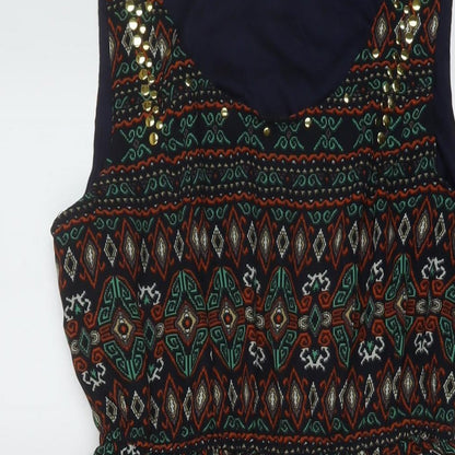 Apricot Womens Multicoloured Geometric Polyester A-Line Size 12 Round Neck Pullover