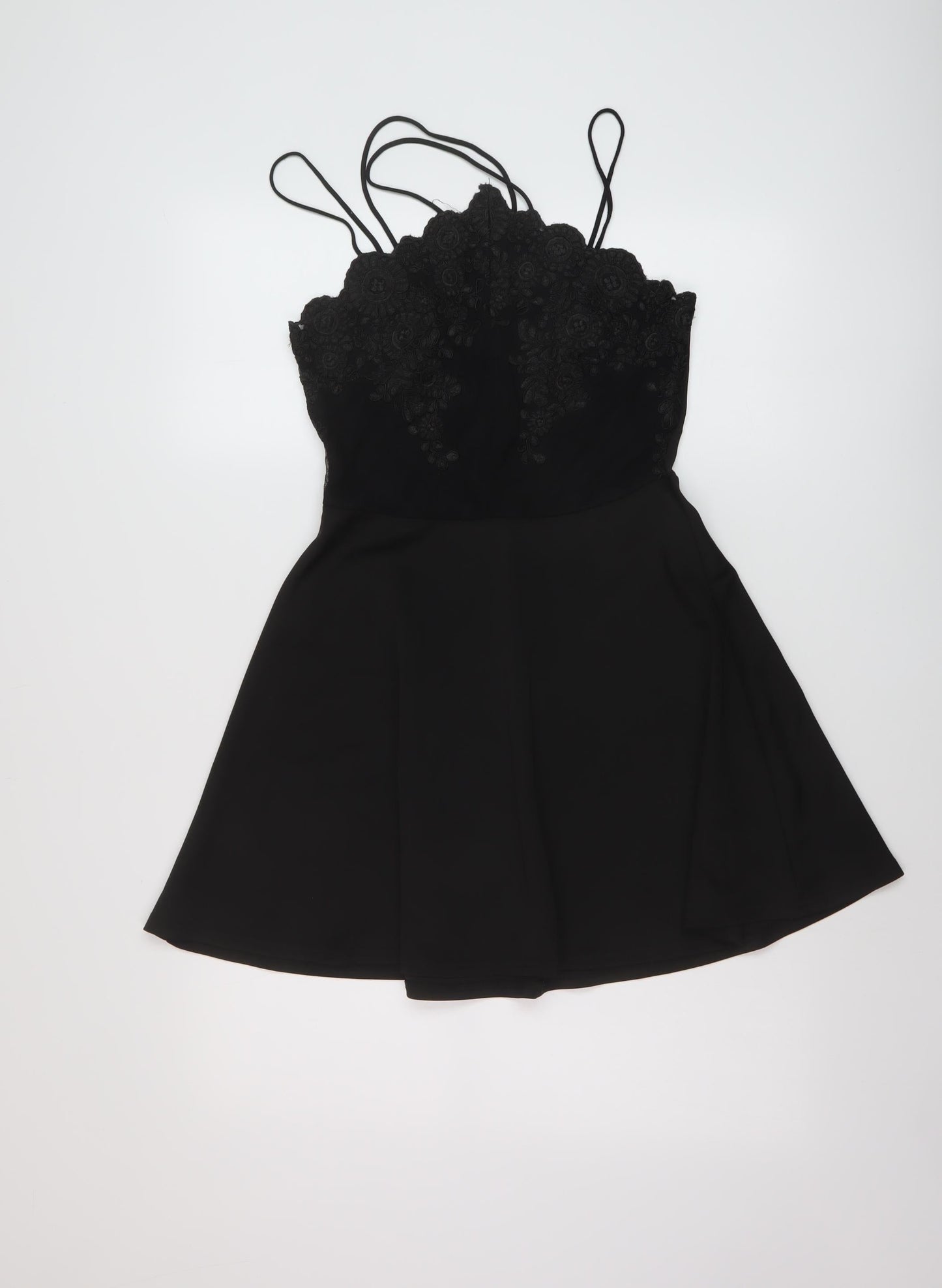 Missguided Womens Black Polyester A-Line Size 10 V-Neck Zip