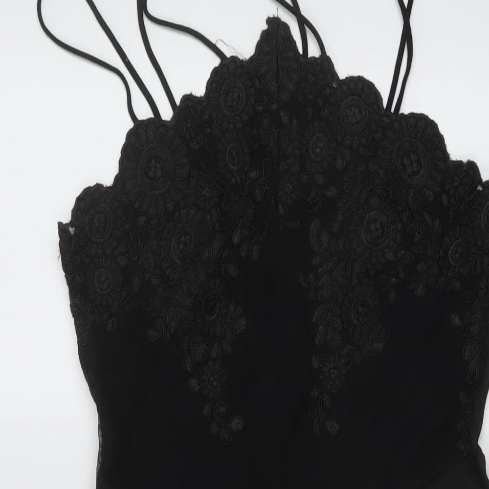 Missguided Womens Black Polyester A-Line Size 10 V-Neck Zip