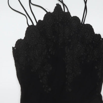 Missguided Womens Black Polyester A-Line Size 10 V-Neck Zip