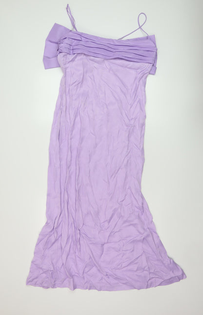 Zara Womens Purple Polyester Maxi Size L Square Neck Zip